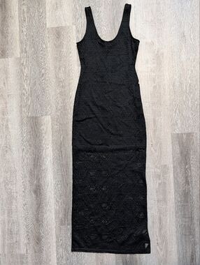 GUESS Black Sleeveless Crochet Maxi Bodycon Dress